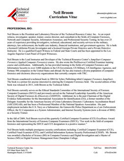 CV for Neil Broom Expert Witness in Computer Forensics Investigations in Arizona